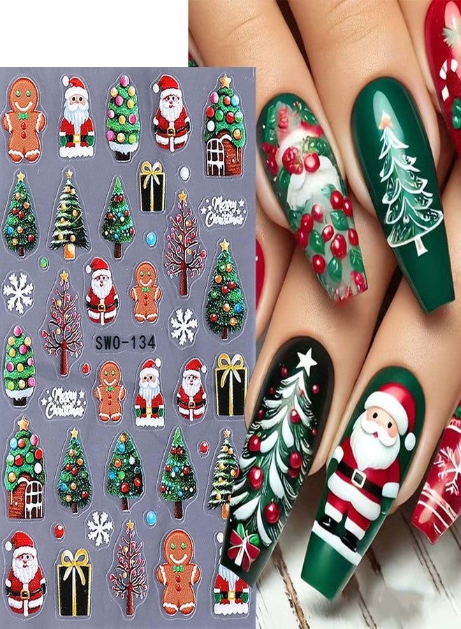 SWEET TREND 5 Sheets Christmas Nail Stickers: Cute Santa Claus Snowman Reindeer Gingerbread Man Xmas Lights Snowflakes Design - Self Adhesive Winter Nail Decals – Holiday Nail Art Supplies for DIY Manicure Gift - Image 4